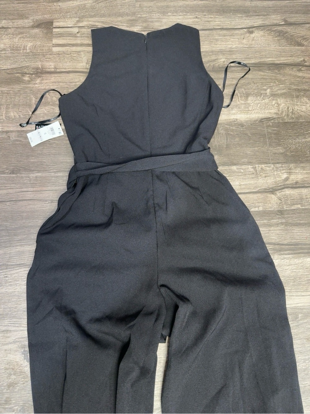 INC International Concepts Black Sleeveless Wide-Leg Jumpsuit with Front Slits - Picture 9 of 11